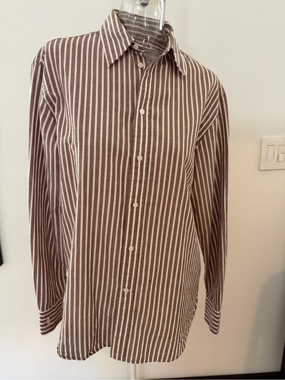 Ralph Lauren Linen Cotton Striped Oversized  Button-Down Shirt